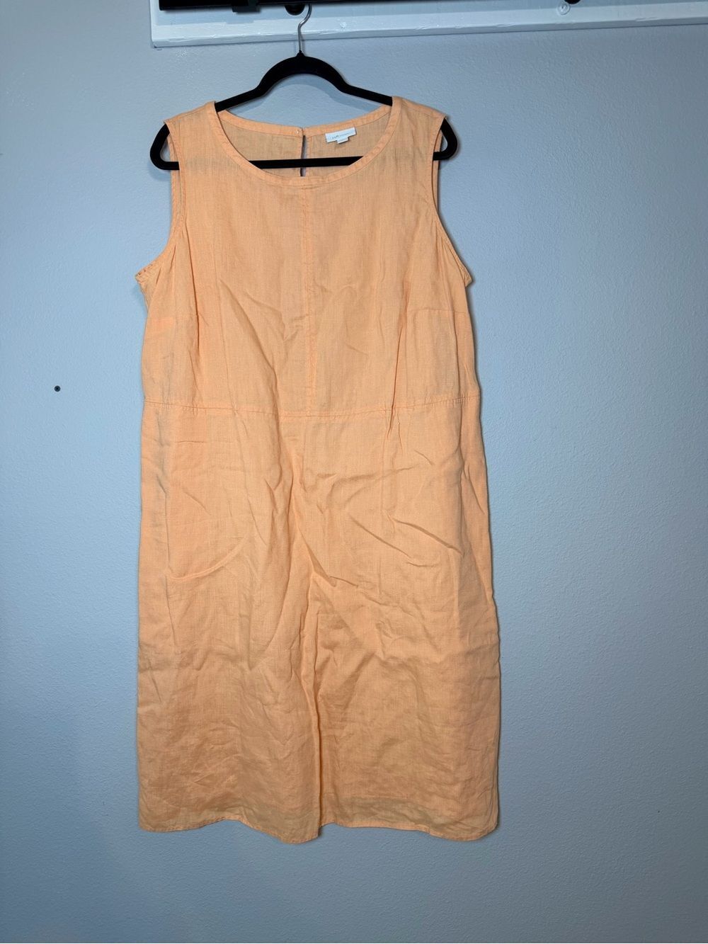 J. Jill Linen Sleeveless Dress Size XL Tall Orange Midi Summer Lagenlook - Picture 2 of 10